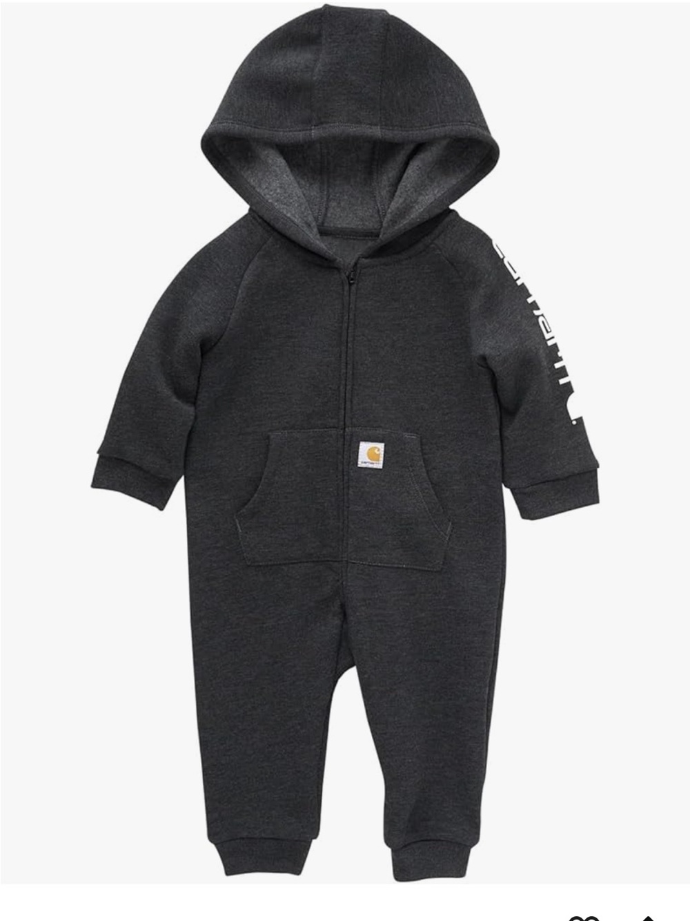 Carhartt Dark Charcoal Hooded One-Piece Bodysuit for Kids. 9 months. Like new